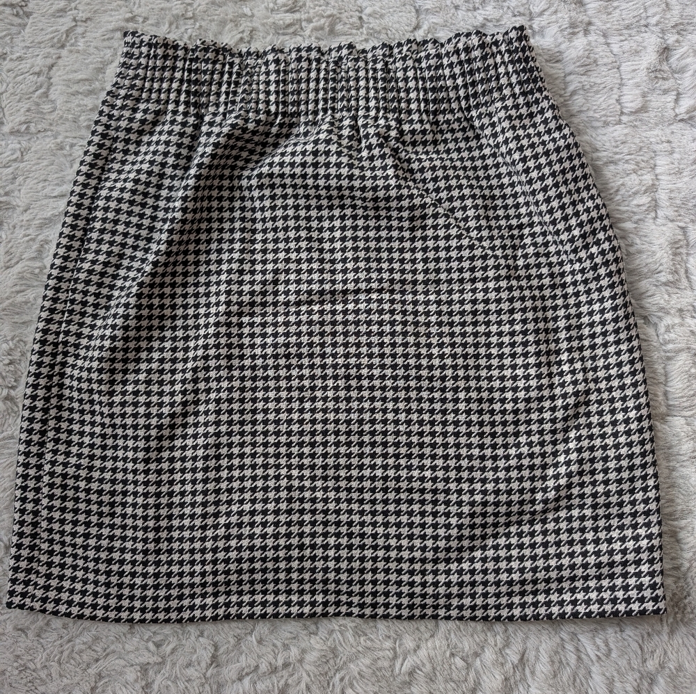J Crew Houndstooth Skirt Black and White Size 8